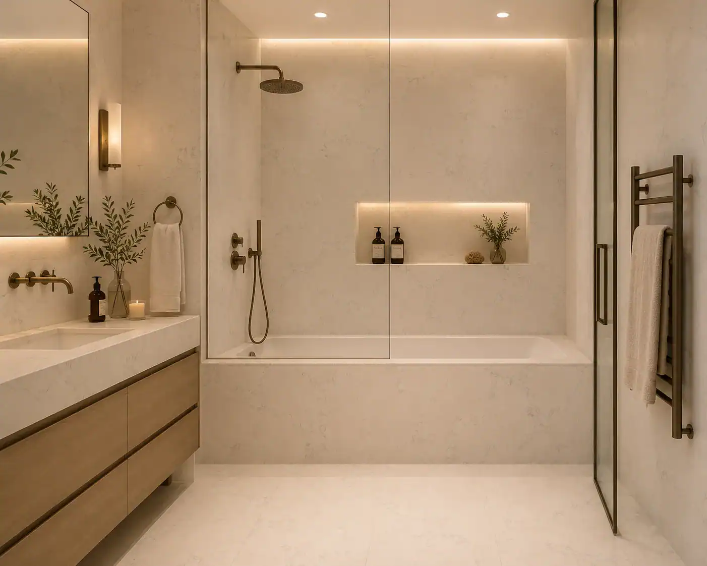 Rivestimento bagno in Biancone di Asiago